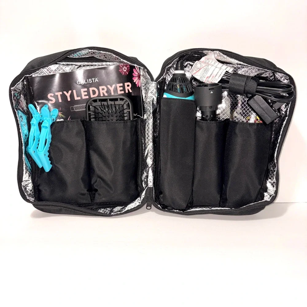 Calista StyleDryer Custom AirBrush 7-Piece Set Turquoise Floral SDRY1 1200W Case